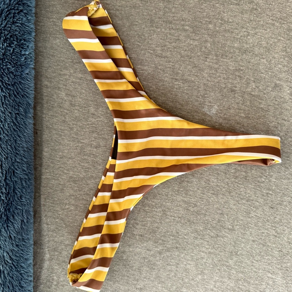 Lahana swim Striped Bikini Bottom - Brown and Yellow